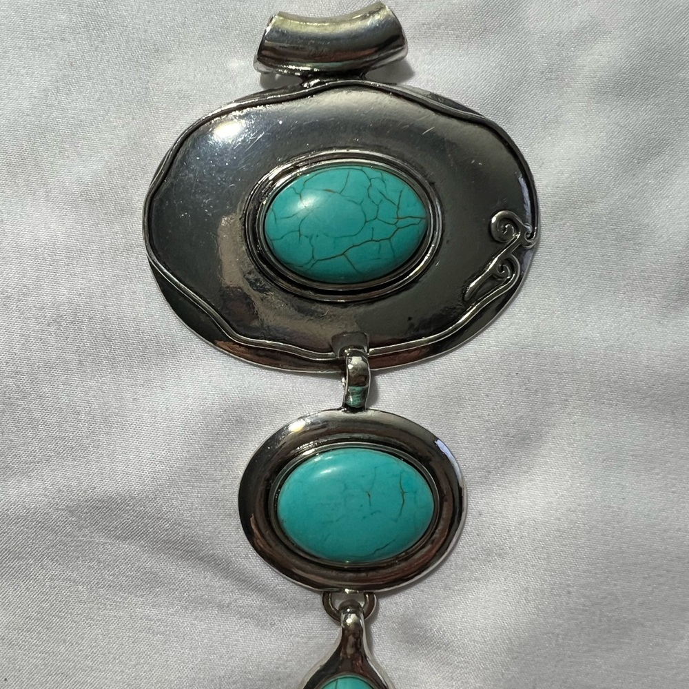 Turquoise and Silver Pendant Necklace